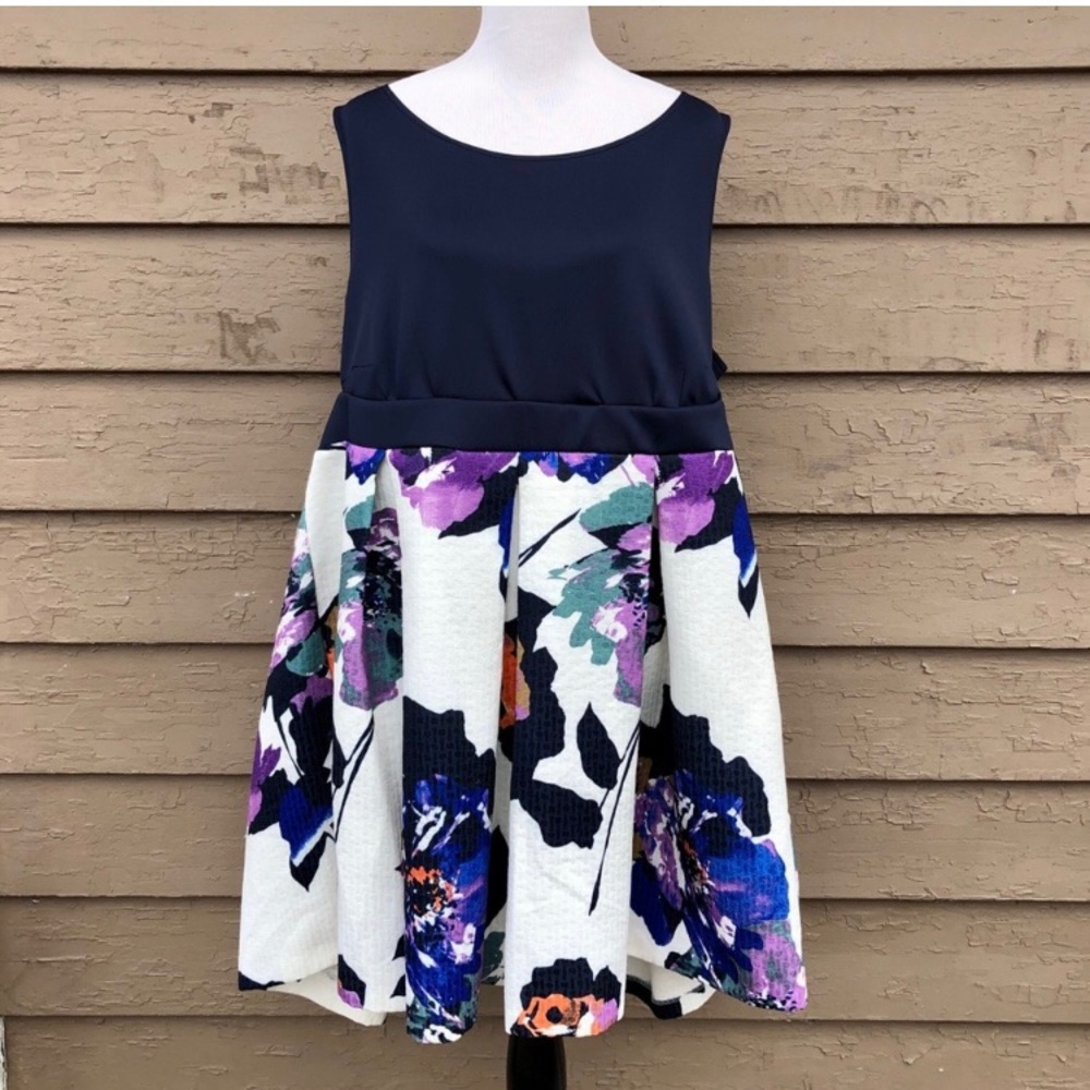 Fit flare 24W Pleated Floral dress